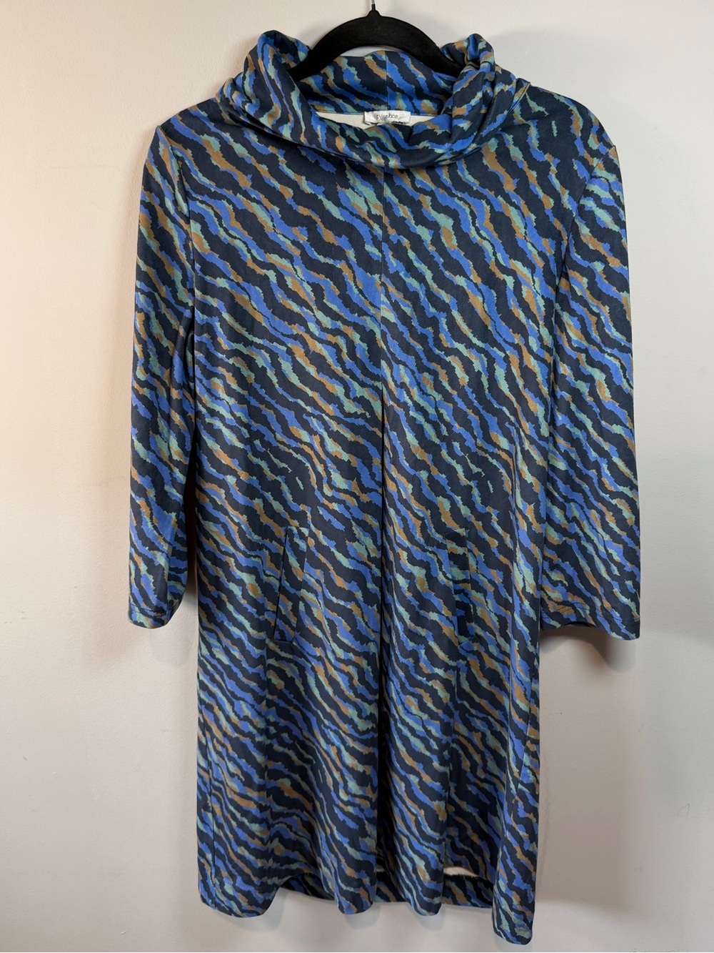 Tyler Boe Women's Blue Multicolor Cowl Neck Tunic Dress Size XS